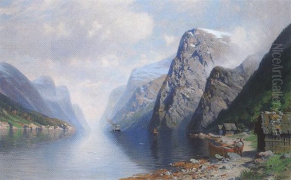 Fjordpartie Oil Painting by Johannes Harders