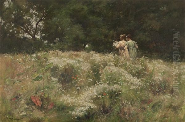 Gathering Wild Flowers Oil Painting by Charles Martin Hardie