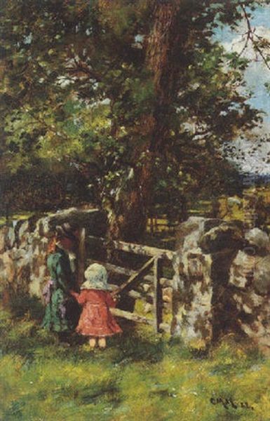 By The Gate - Springtime Oil Painting by Charles Martin Hardie