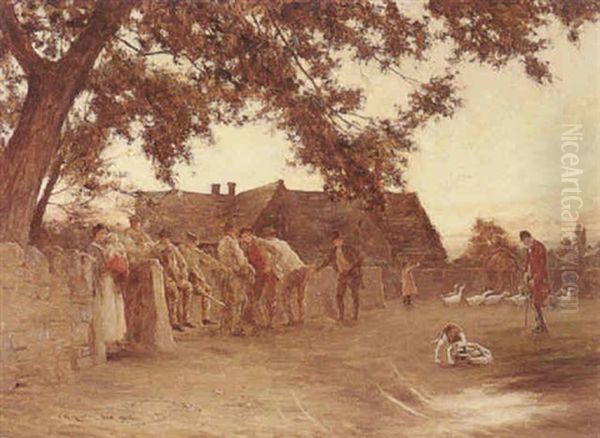 A Village Gathering Oil Painting by Charles Martin Hardie