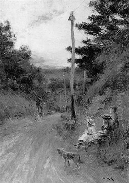 Children By A Country Lane Oil Painting by Charles Martin Hardie