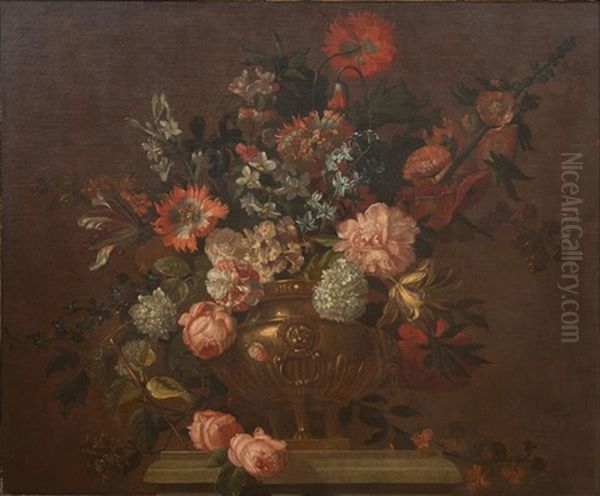 Still Life With Flowers In An Urn Oil Painting by Pieter Hardime