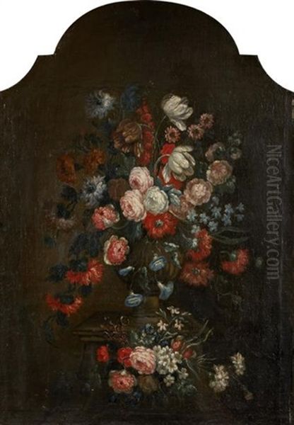 Bouquet De Fleurs Pose Sur Un Entablement Oil Painting by Pieter Hardime