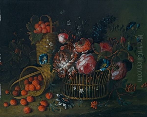 Blumen- Und Fruchtestillleben Oil Painting by Pieter Hardime