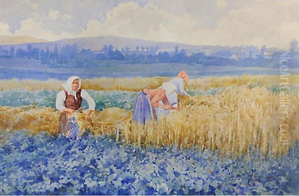 Lavoro Nei Campi Oil Painting by Enea Ballarini