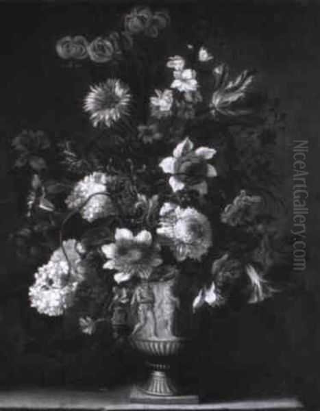 Bouquet De Fleurs Dans Un Vase Au Bas-relief by Pieter Hardime