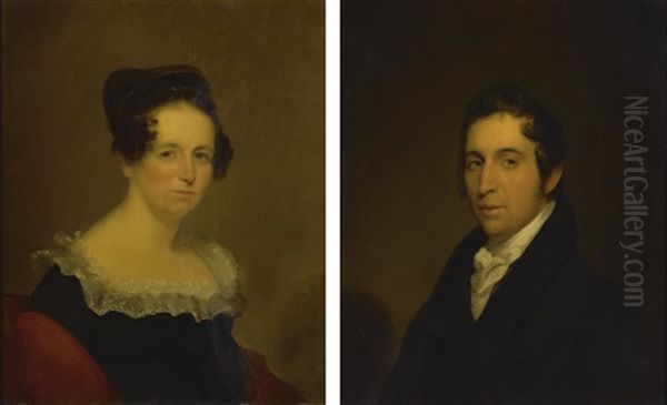 Mr. And Mrs. George Hallett (eliza Gordon): A Pair Of Paintings Oil Painting by Chester Harding