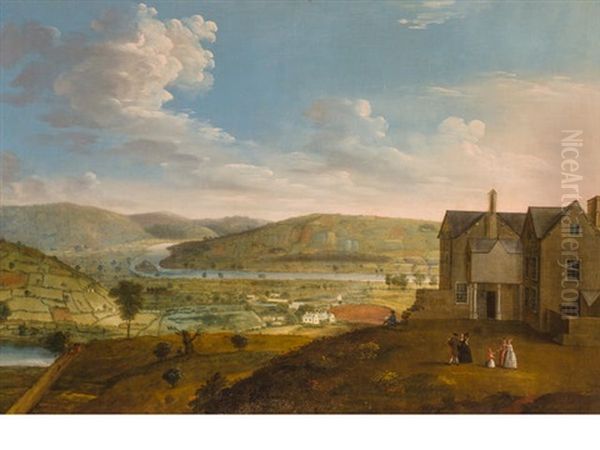 A View Of A Town With An Extensive Landscape Beyond Oil Painting by Francis Harding