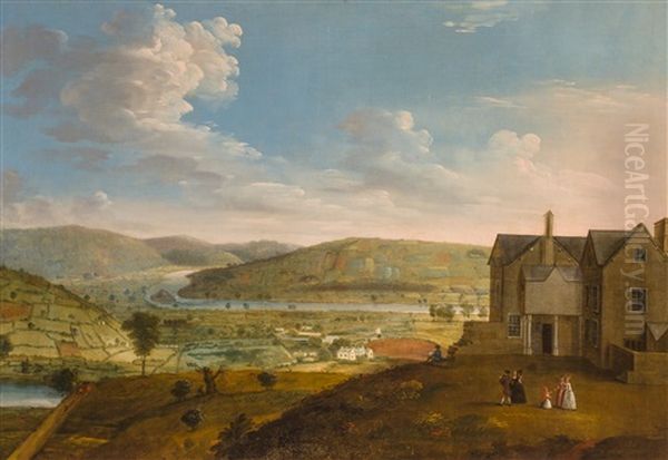 A View Of A Town With An Extensive Landscape Beyond Oil Painting by Francis Harding