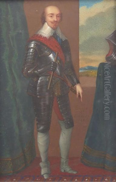 Robert Earl Of Lindsey Oil Painting by George Perfect Harding