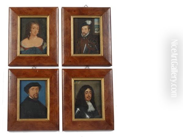 Four Portraits Of Historical Figures Including Sir William Stanley Kg (c.1435-1495) (+ 3 Others; 4 Works) Oil Painting by George Perfect Harding