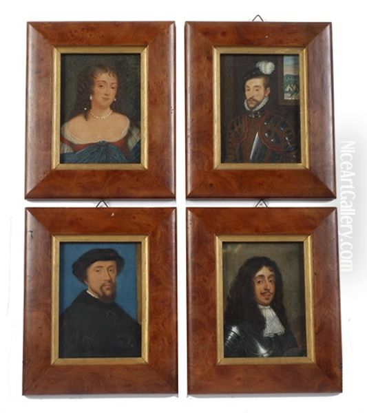 Four Portraits Of Historical Figures Including Sir William Stanley Kg (c.1435-1495) (4 Works) Oil Painting by George Perfect Harding