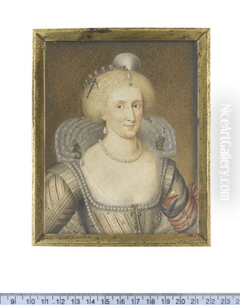 Queen Anne Of Denmark, Queen Consort Of England And Ireland (after Paul Van Somer) Oil Painting by George Perfect Harding