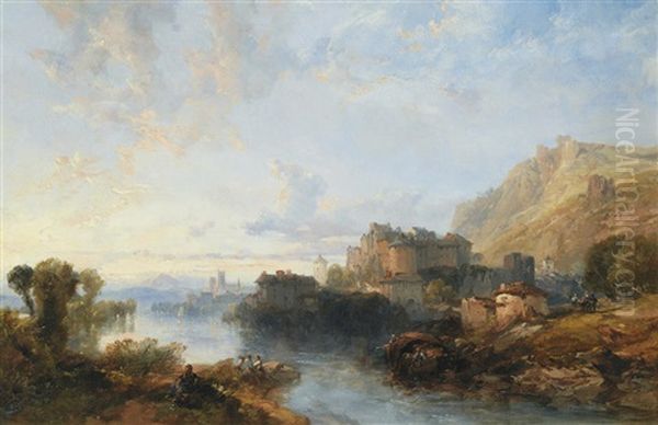 Italianate Landscape Oil Painting by James Duffield Harding