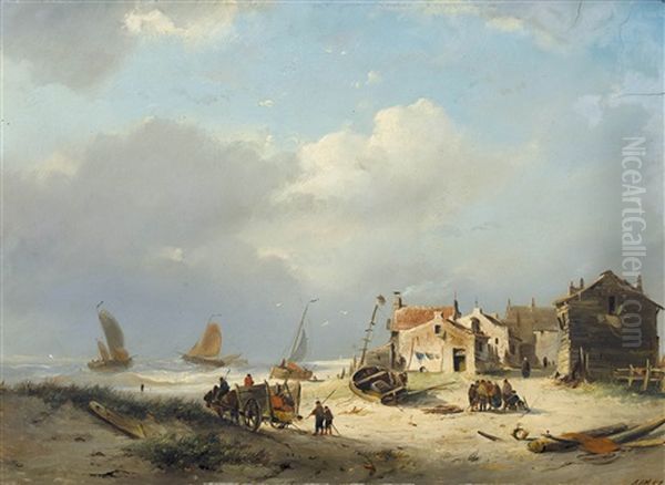 Fischer Am Strand Bei Aufziehendem Sturm Oil Painting by James Duffield Harding