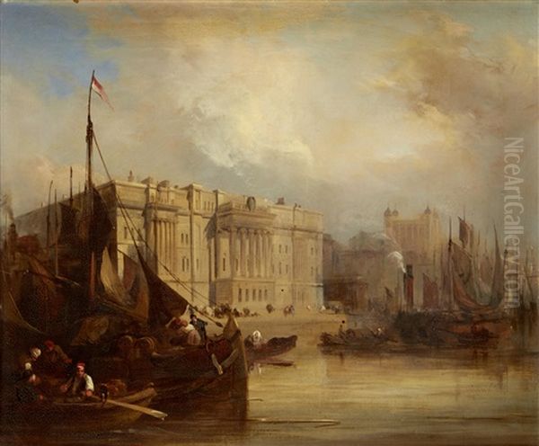 The Custom House, London Oil Painting by James Duffield Harding