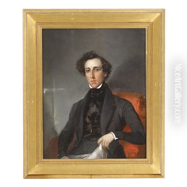 Portrait Of A Seated Gentleman Wearing Spectacles Oil Painting by John Harding