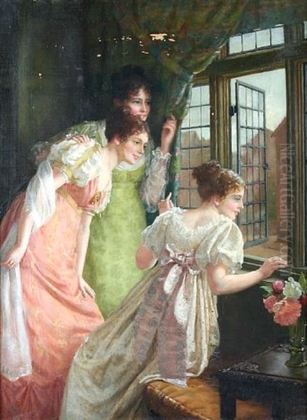 Waiting For The Suitor Oil Painting by Mary E. Harding