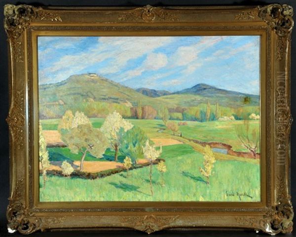 Sommerliche Wiesenlandschaft Mit Bachlauf Oil Painting by Ernst Hardt