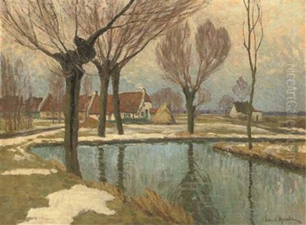 Landscape With Farmhouses By A Waterway by Ernst Hardt