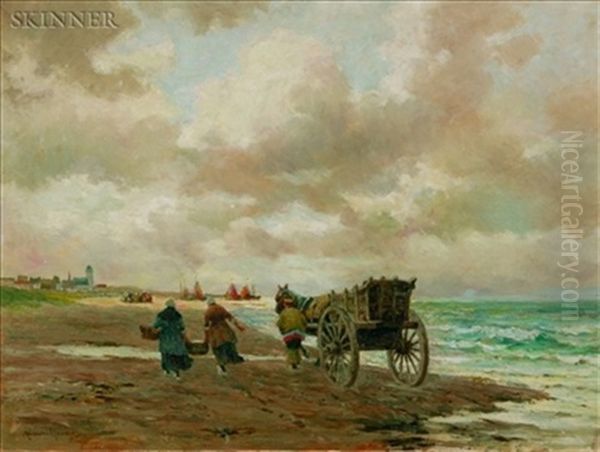 Gathering Shellfish Oil Painting by Melbourne H. Hardwick