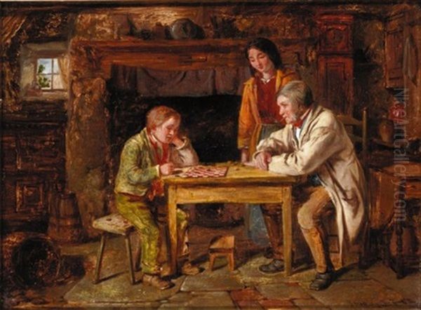 The Draughts Players Oil Painting by James Hardy Jr.