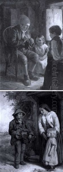 A Little Tune (+ The Itinerant Musician, Smaller; 2 Works) Oil Painting by James Hardy Jr.