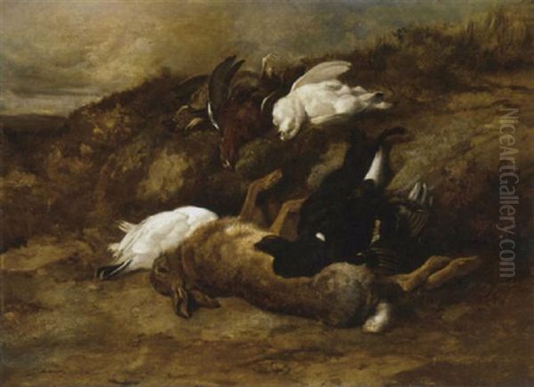 Dead Game In A Landscape Oil Painting by James Hardy Jr.