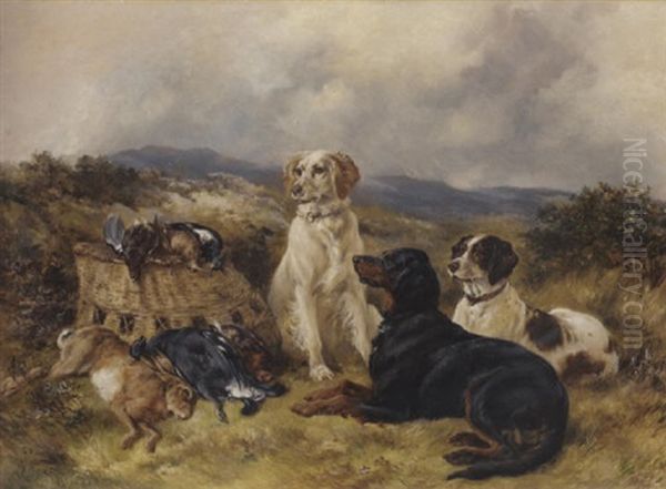 Setters And Game Oil Painting by James Hardy Jr.