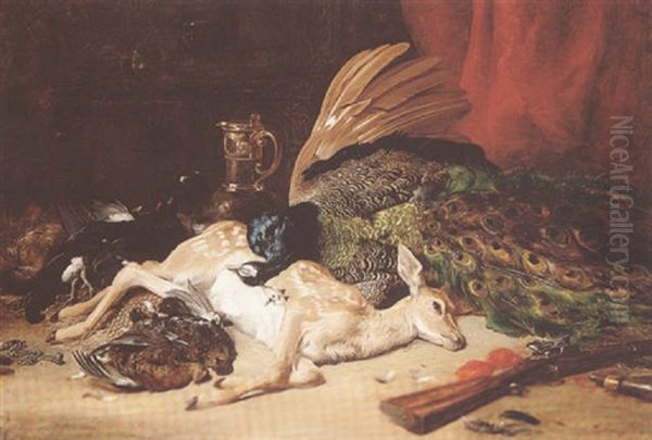 Still Life Of Dead Game Oil Painting by James Hardy Jr.