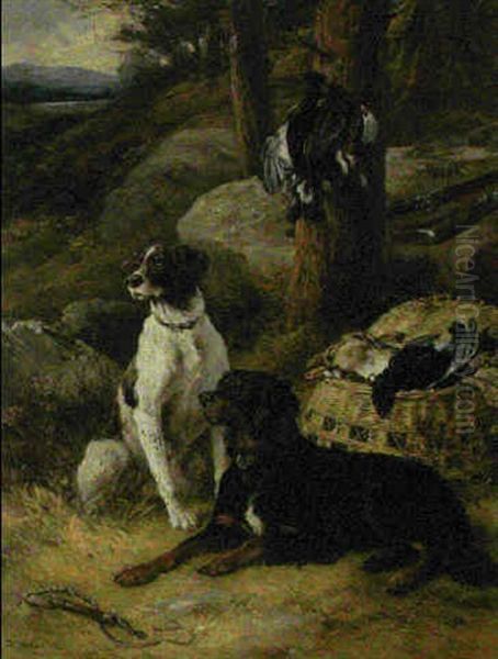 A Setter And A Pointer Waiting With The Bag by James Hardy Jr.