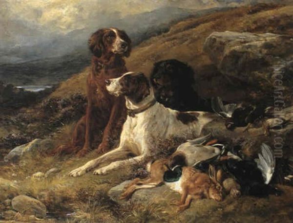 Setters With The Day's Bag Oil Painting by James Hardy Jr.