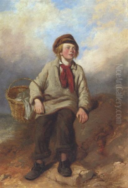 The Little Fisher Boy Oil Painting by James Hardy Sr.