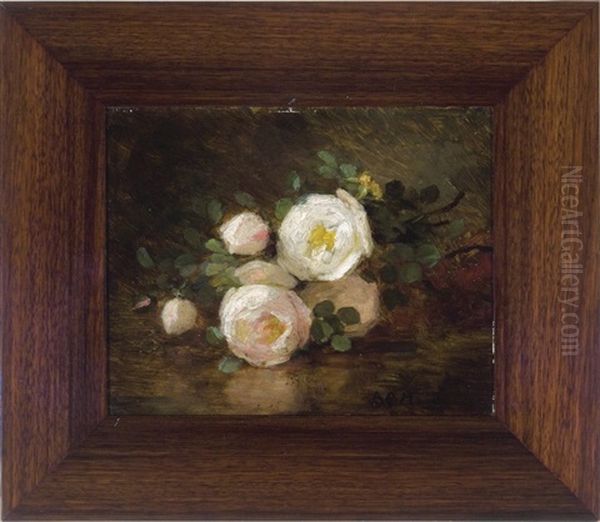 Roses Reflected On A Table Oil Painting by Anna Eliza Hardy