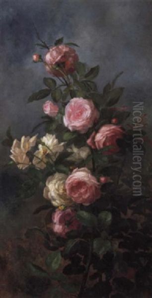 Ruskinian Roses Oil Painting by Anna Eliza Hardy