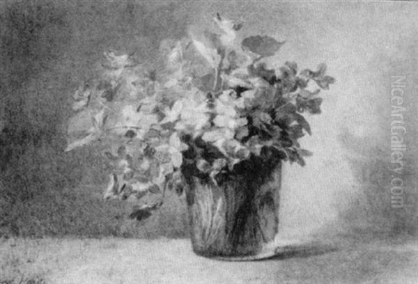 Violets In A Glass Oil Painting by Anna Eliza Hardy