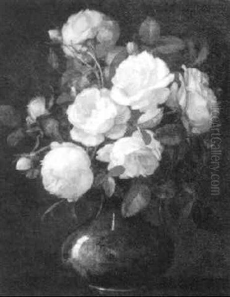 Roses In A Vase Oil Painting by Anna Eliza Hardy