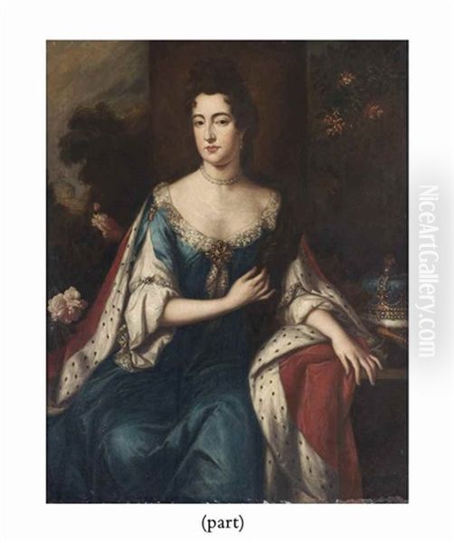 Portrait De La Reine Anne; Et Portrait Du Prince Georges Oil Painting by Dorofield Hardy