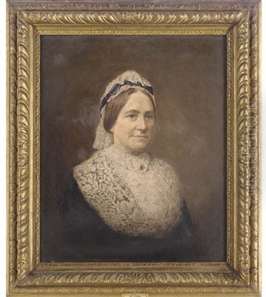 Portrait Of Eliza Georgina Lacon Nee Hammet In A Dress With Lace Collar And Cap Oil Painting by Dorofield Hardy