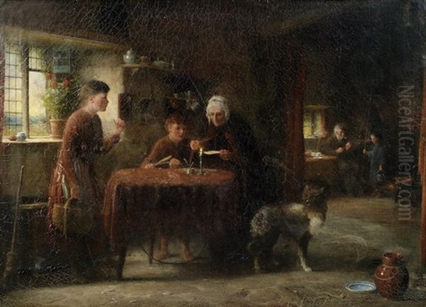 Sealing The Letter Oil Painting by Frederick Daniel Hardy