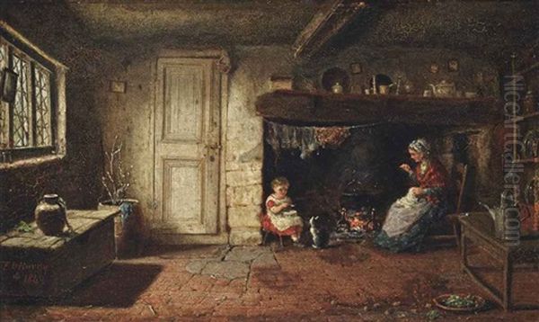 A Spoonful Of Milk Oil Painting by Frederick Daniel Hardy