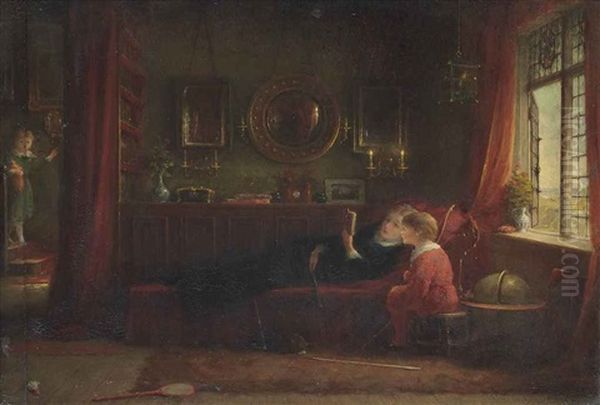 The Reading Lesson Oil Painting by Frederick Daniel Hardy