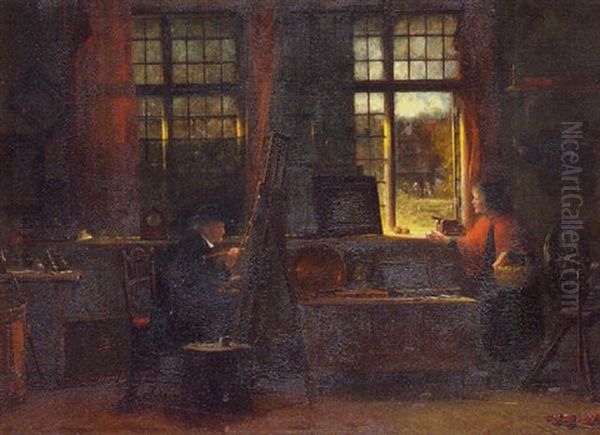 The Artist's Studio Oil Painting by Frederick Daniel Hardy