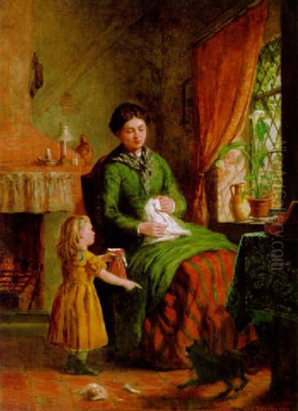 Mutter Und Kind Im Interieur Oil Painting by Frederick Daniel Hardy