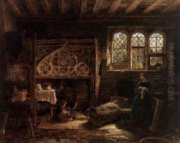 Idle Hours Oil Painting by Frederick Daniel Hardy