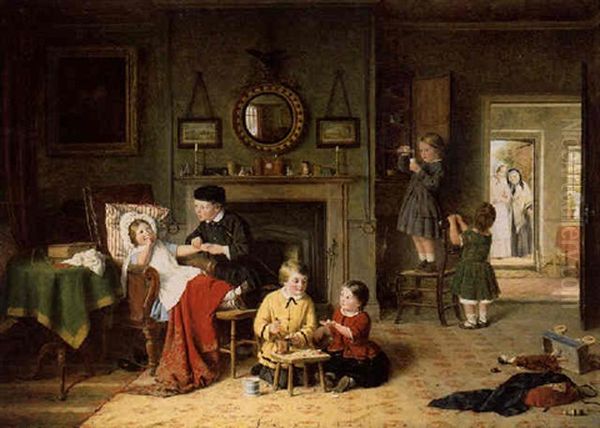 Playing Doctor Oil Painting by Frederick Daniel Hardy