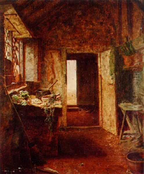 A Domestic Interior Oil Painting by Frederick Daniel Hardy