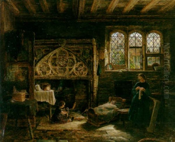 Idle Hours Oil Painting by Frederick Daniel Hardy