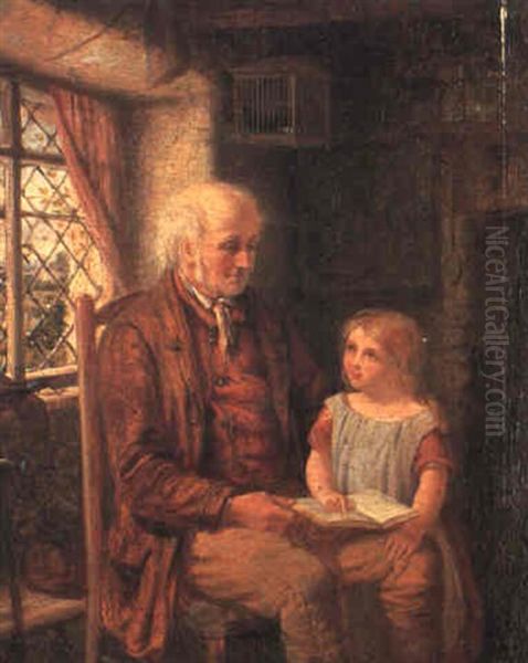 The Reading Lesson Oil Painting by Frederick Daniel Hardy