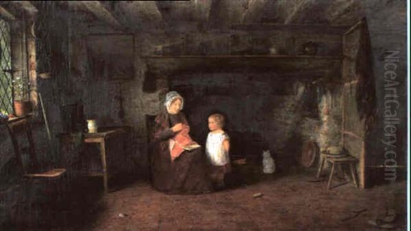 Homework Oil Painting by Frederick Daniel Hardy